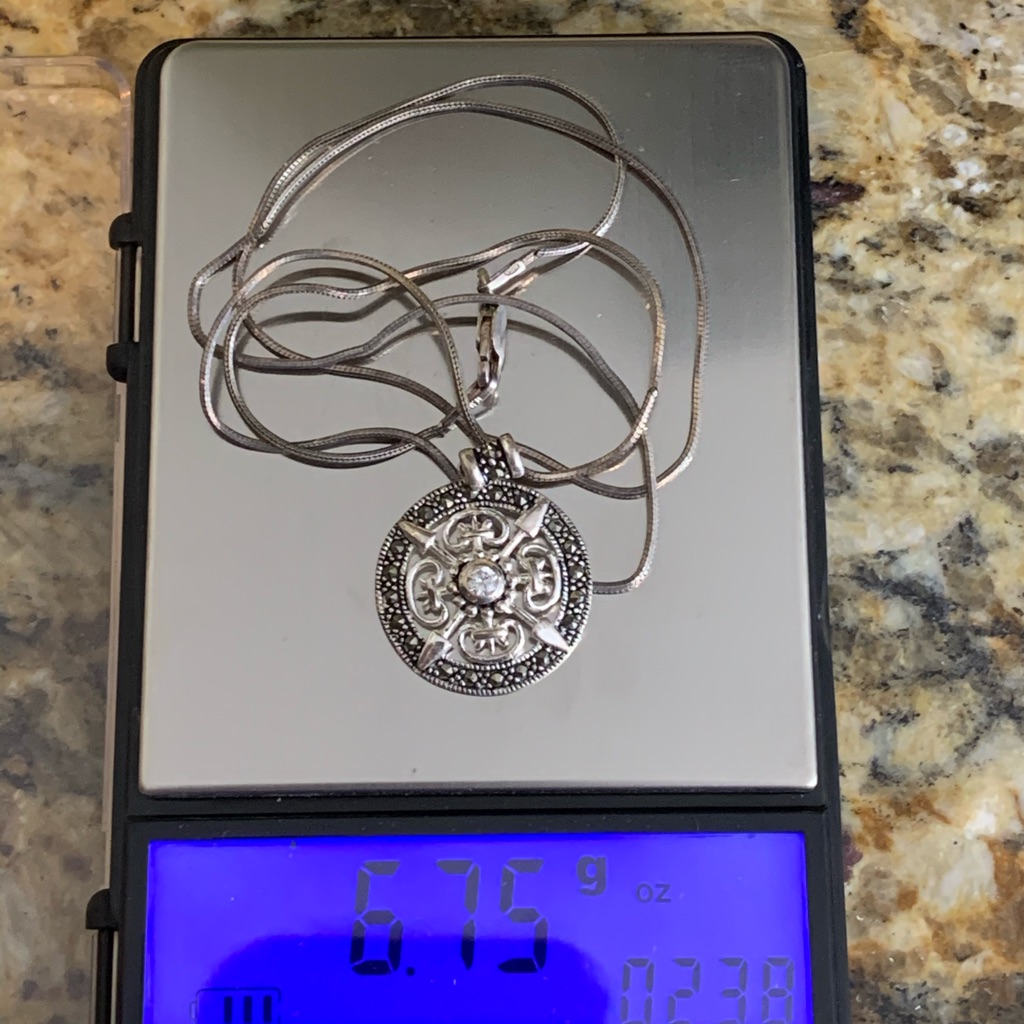 925 Sterling Silver Necklace Pendant W Stones